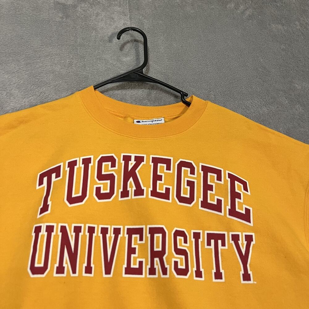 Champion Tuskegee University Sweatshirt Mens Large Yellow Crewneck Fleece - Picture 4 of 8